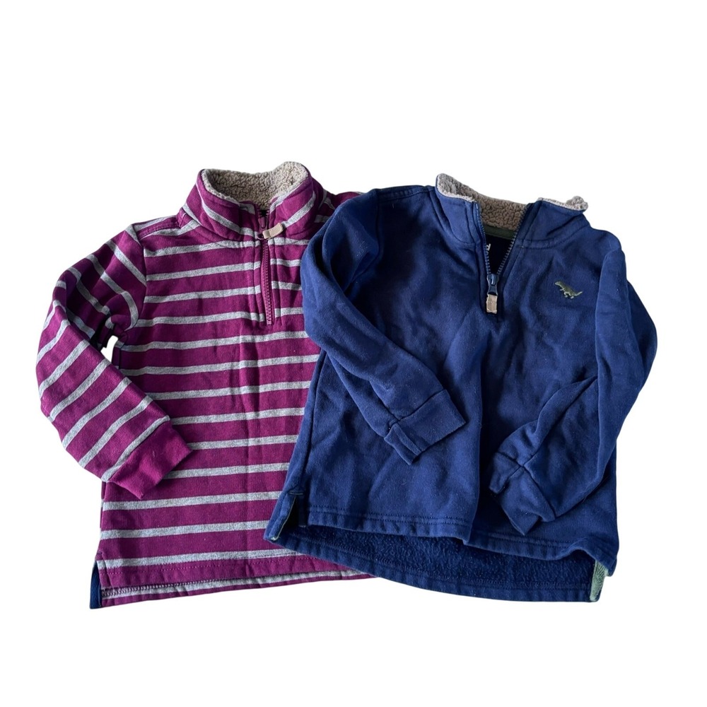 Carter's Boys Size 4T Pullover Sweatshirt Quarter Zip Sherpa Lot of 2 Cozy Warm‎